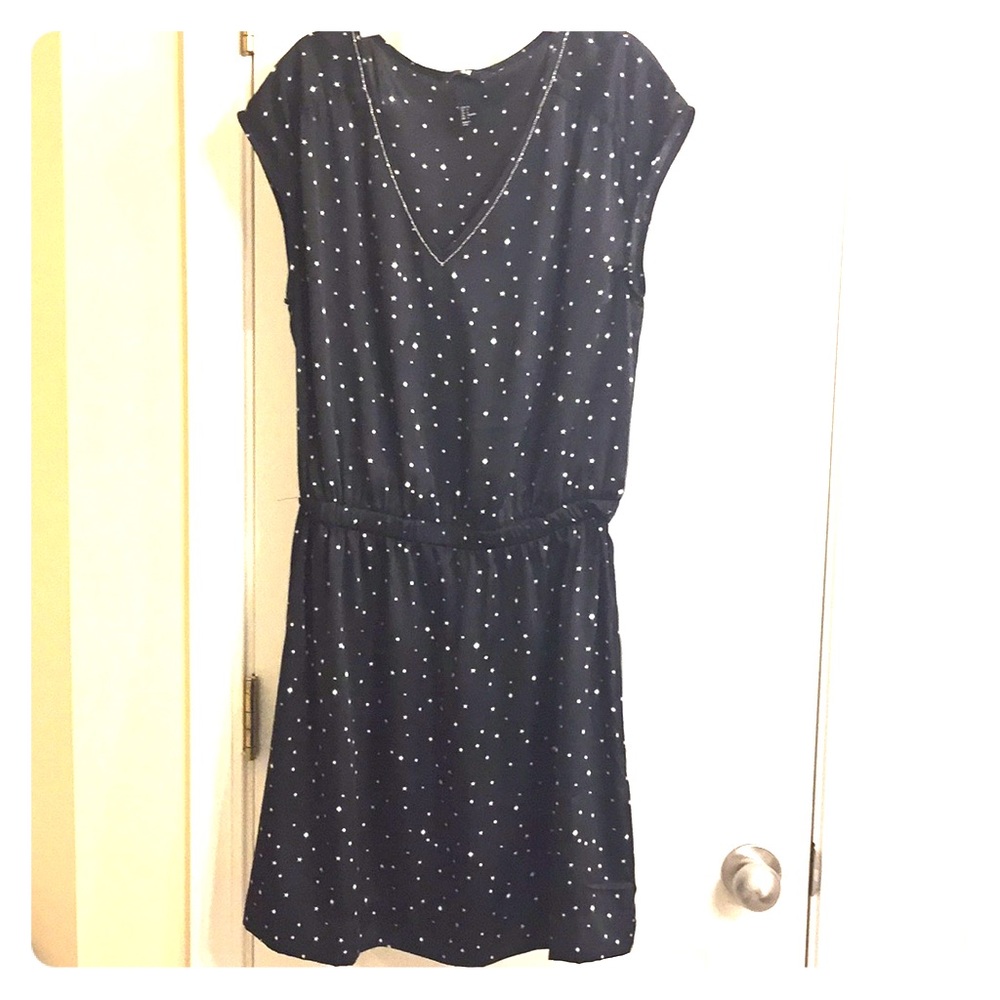 Little black dress with beaded V-neck